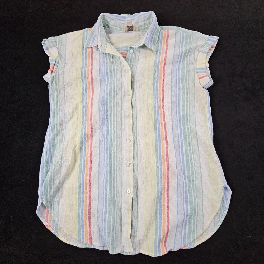 Loft‎ Outlet Multi-Color Striped Sleeveless Button-Up Shirt Women's S